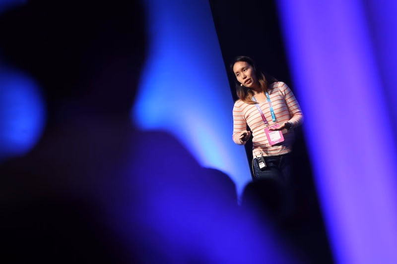 Yvonne So on stage speaking